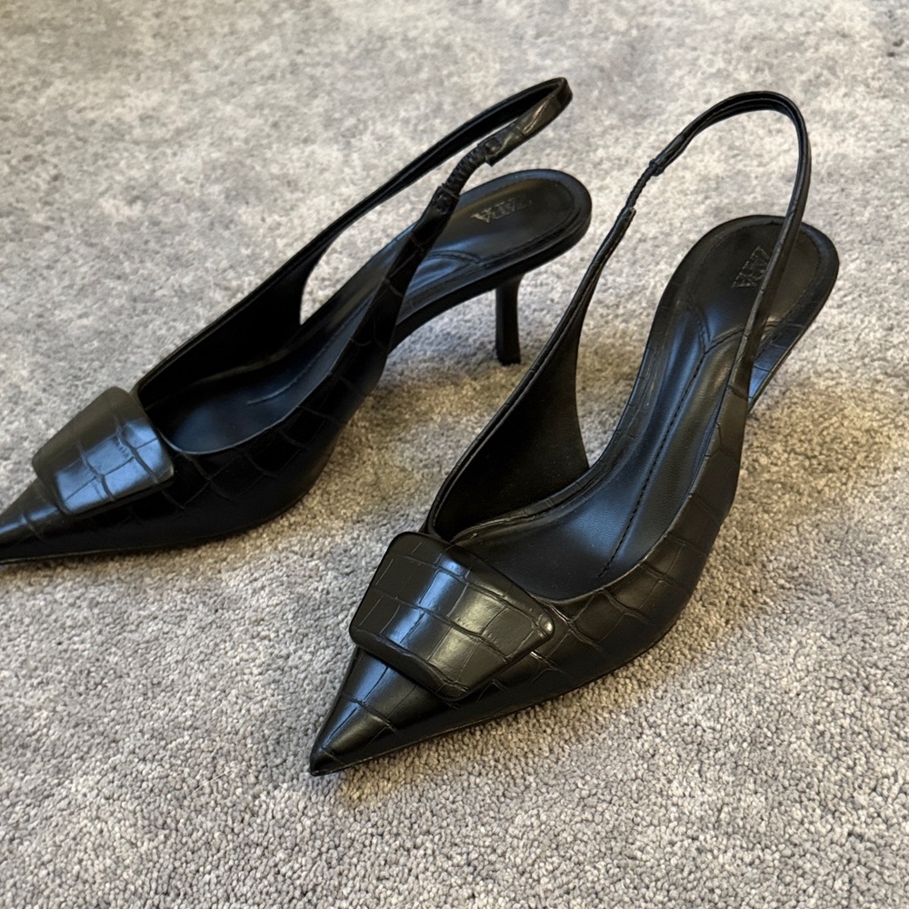 Elegant Black Slingback Heels Zara size 37